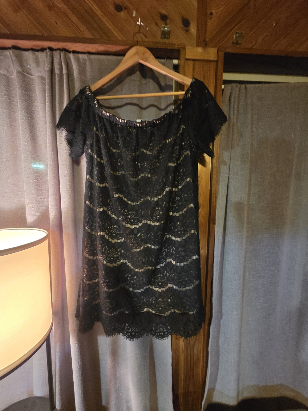love, Fire Black Lace Top with Cream Lining